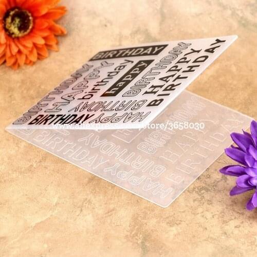 HAPPY BIRTHDAY Plastic Embossing Folder For Scrapbook DIY Album Card Tool Plastic Template 12.1x15.3cm 8071042