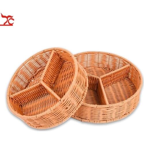 Handmade Imitation Rattan Woven Fruit and Vegetable Storage Basket Candy Snacks Household Sundry Storage Furnishing Basket