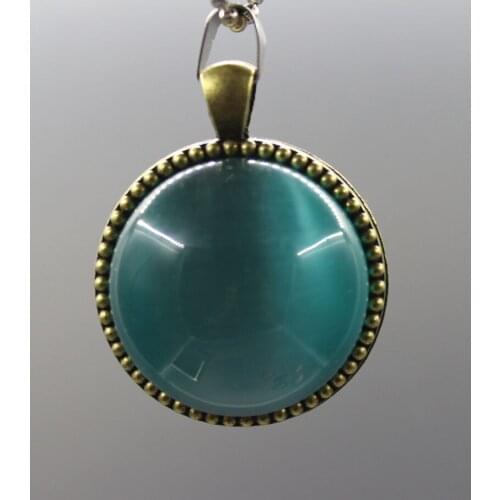 Natural handmade sky blue round bird cat eye pendant Women mens Amulet Jewelry free shipping