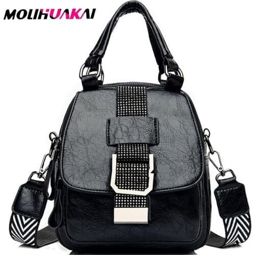 Casual Luxury Women Leather Backpack Female Shoulder Bags For Women 2020 PU Travel Backpack School Bags For Teenage Girls
