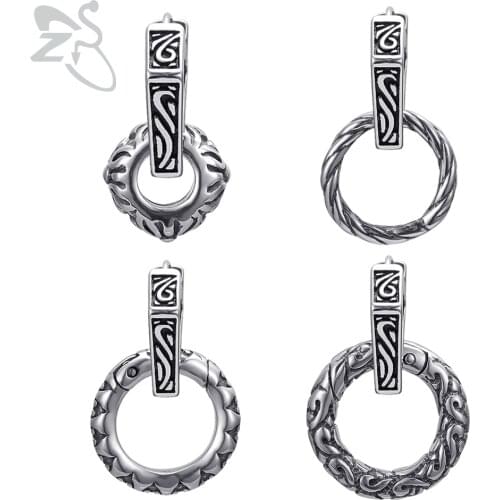 ZS 316L Stainless Steel Hoop Earrings for Men Punk Earring Gothic Jewelry Rock Roll Ear Hoops Biker Hip Hop Jewelry for Women