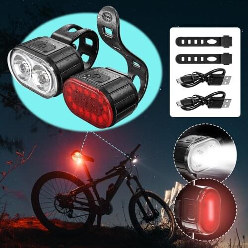 USB Rechargeable Bike Light Bicycle Lights Bicycle Headlights Tail Lights Set Mountain Bike Lights Accesorios Para Bicicletas