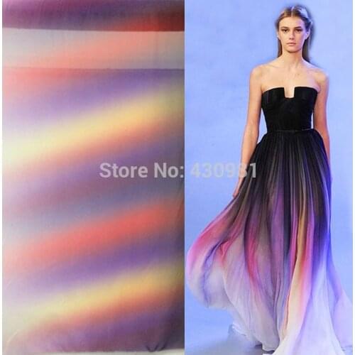 New arrive imitated silk fabric 100d chiffon colorful gowns dress material gradual chiffon fabric sheer