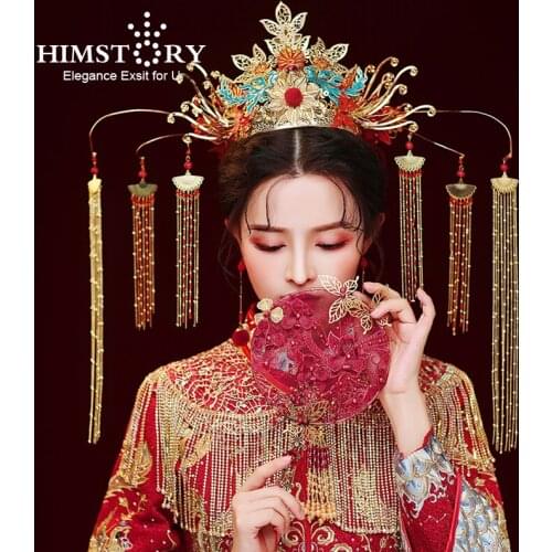 Traditional Chinese Traditional Bridal Headdress Gold Hairpins Long Tassel Vintage Women Wedding Jewelry Hair Accessories