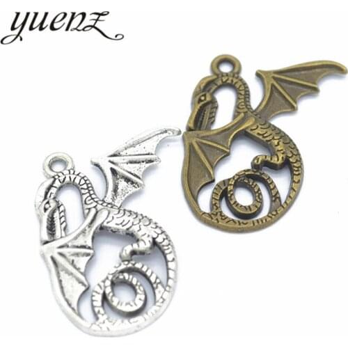 YuenZ 6 pcs Antique Silver color Dragon Charms Pendants for Jewelry Making Necklace Accessories Craft Handmade 37*31mm D805