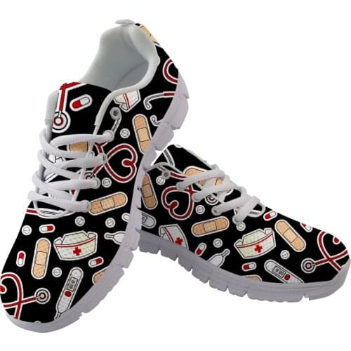 Cartoon Pills Nurse Heart Beat Print Women Flats Shoes Breathable Spring Sneakers Nursing Gifts for Girls Shoe sapatos de mujer