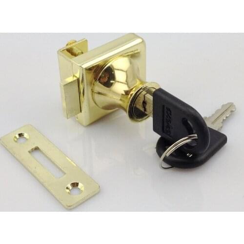 Gold color 407 type glass lock for glass cabinet lock exhibition wine cabinet glass lock single door lock
