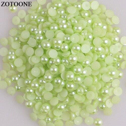 ZOTOONE Flatback Light Green Nail Art Rhinestones for Phone DIY Glue On ABS Resin Half Pearl Craft Stones And Crystals Applique