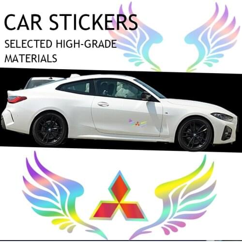 1pcs Car Colored Wings Sticker Rear Glass Occlude Scratches For Mitsubishi Lancer Mirage ASX Pajero Ralliart Outlander Jinxuan