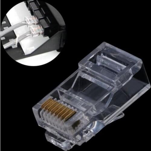 25/100Pcs Gold Plated RJ45 Net Network Cables Modular Plug Cat5 CAT5e Connector 8P8C Modular Rj45 Plug Terminals