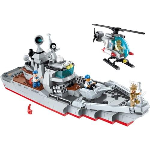 539PCS Enlightenment 1722 Military Series Destroyer Attacks Boys Small Particles Assembled Building Blocks Toys Gifts