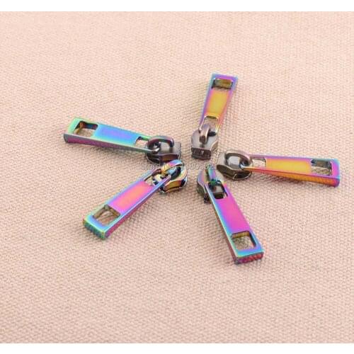 6pcs/lot rainbow color Top Quality Alloy Zipper heads Zipper Sliders For Bag leather crafts sewing Tool