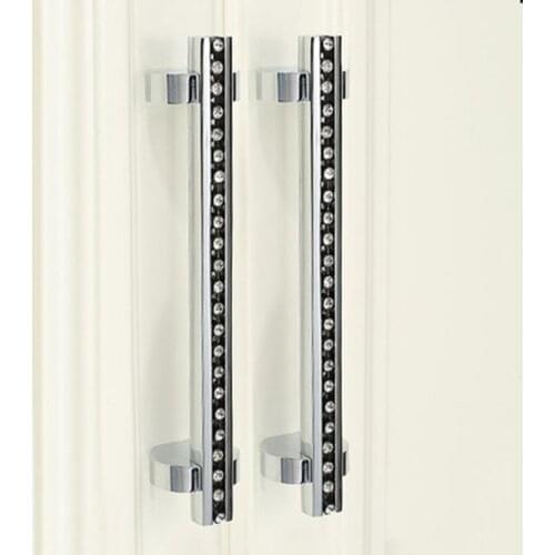 96 128 192mm modern fashion crystal diamond wardrobe kitchen cabinet furniture door handle chrome silver drawer cupboard knob