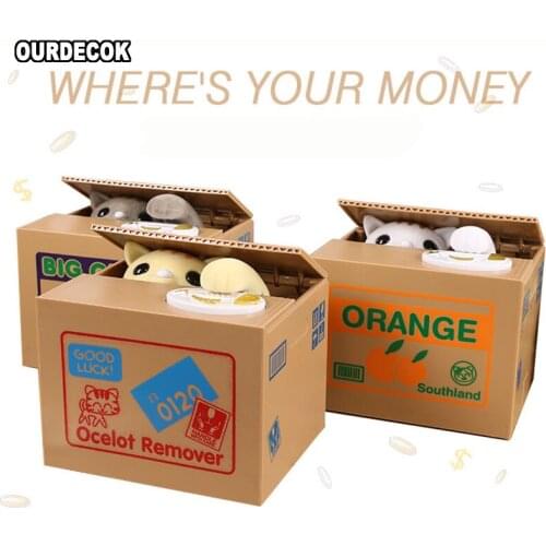 Automated Cat Steal Coin Bank Piggy Bank Moneybox Money Saving Box Gifts digital coin jar alcancia cofre