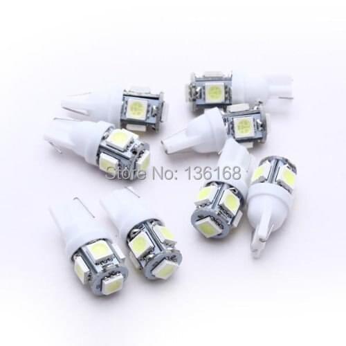 Free Shipping 10 X T10 194 168 W5W AMPOULE LAMPE 5050 SMD 5 LEDS BLANC 12V POUR VOITURE