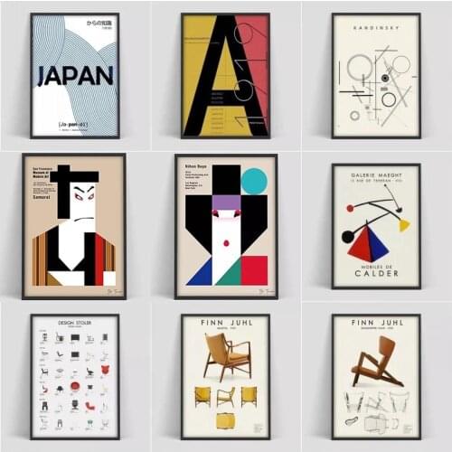 Danish Design Chairs Canvas Painting Poster Scandinavian Living Print Poster Finn Juhl Design for Living Room Wall Decoration
