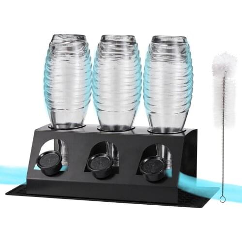 Soda Bottle Holder Stainless Steel Bottle Drainer Rack Dishwasher Safe With Silicone Pad And Brush