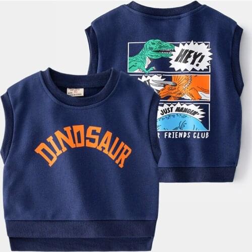 Children Clothes Middle And Small Childrens Spring Autumn Cotton Pullover Casual Vest 2021 Non-hooded Sports Style Boys' Vest