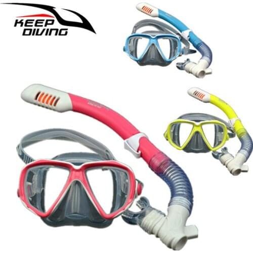 Children Full Dry Silicone Explosion Proof Lens Diving Mask Snorkel Set + Special Snorkeling Tube Equipment