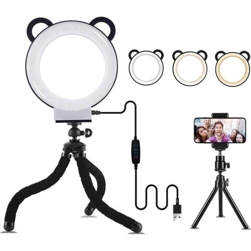 Photo Studio Selfie 6 inches LED Ring Light with Mobile Phone Holder for Youtube Live Stream Makeup Live Mobile Holder