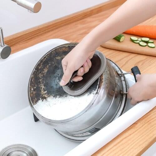 Powerful Decontamination Magic Rubbing Emery Sponge Kitchen With Handle Brush Pot Bottom Descaling Cleaning Brush
