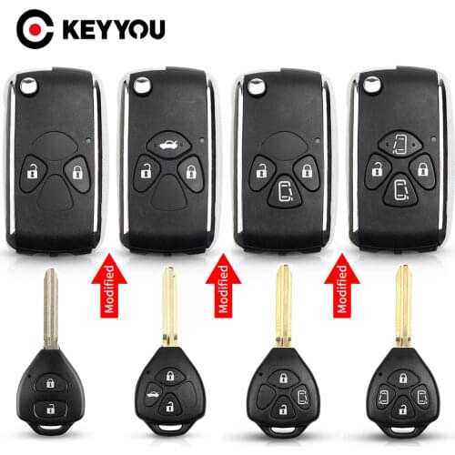 KEYYOU 2/3/4 Button TOY43 Flip Remote Car Key Case For Toyota Avlon Crown Corolla Camry RAV4 Reiz Yaris Prado Modified Key Shell