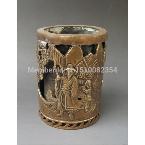 Chinese Bronze carved Pen holder
