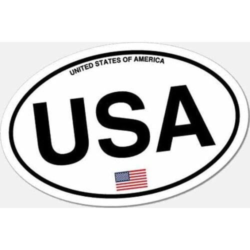 Hot Creative Oval USA America Country Code Car Stickers PVC 12cm X 8cm Motorcycle KK Vinyl Decals Waterproof
