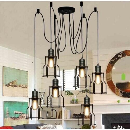 Loft Restaurant Bar Industrial Vintage Edison Bulb Pendant Light Living Room Metal Frame E27 110-240V