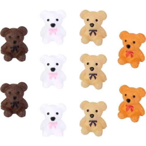 10 Pcs Mini Resin Bear Figure, Micro Landscaping Decor, Assorted Color