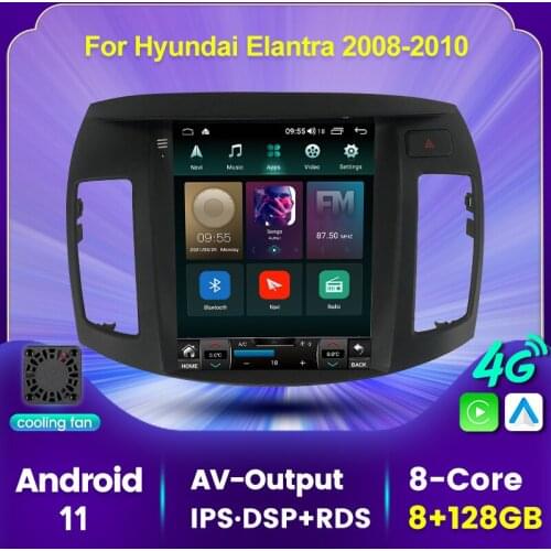 9.7" Cooling Fan Android 11 6+128G Car Radio Stereo Multimedia Headunit For Hyundai ELANTRA 2008-2016 Carplay+Auto 4G LTE DSP
