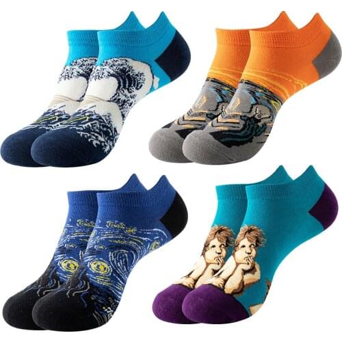 1 Pair World Famous Painting Printed Women Socks Men Classic Retro Personality Art Funny Ankle Sox Boys Girls Street Skateboard