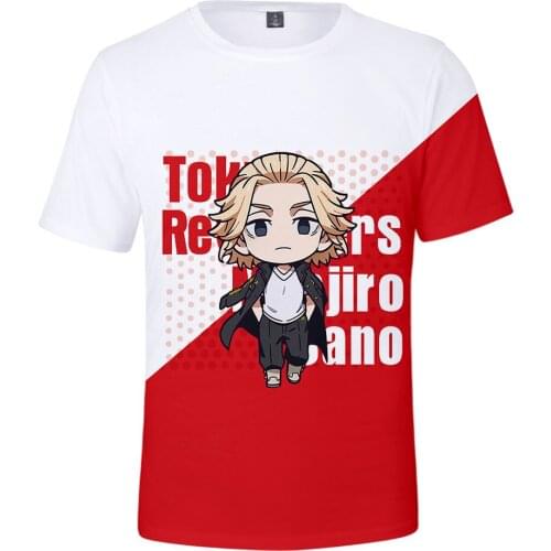 2021 New Arrival Tokyo Revengers Manjiro Sano Mikey Ken Ryuguji Summer Short Sleeve Printed T-shirt Print Tee Cosplay Children