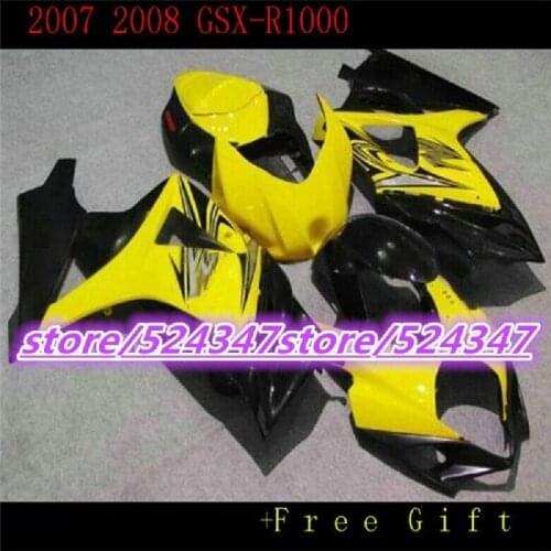 Dor-Fairing kit for A GSXR1000 07 08 GSX-R GSXR 1000 K7 2007 2008 Yellow black Fairings for SUZUKI D