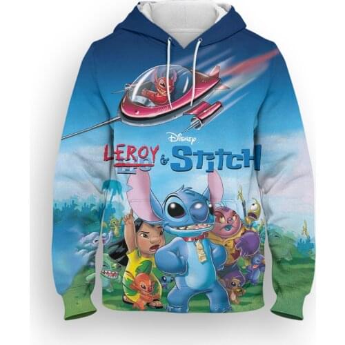 Disney Cartoon Anime Clothes For Boy Girl Kids 3D Print Lilo Stitch Women Sweatshirts Harajuku Style Mens Hoodies