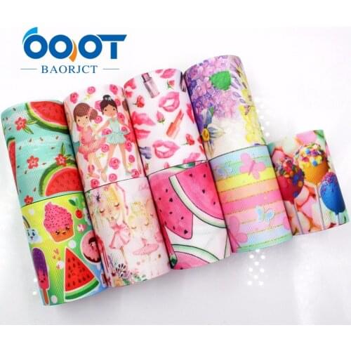OOOT BAORJCT I-18428-25 75 mm 10 yards/lot cartoon Ribbons Thermal transfer Printed grosgrain Wedding Accessories DIY material