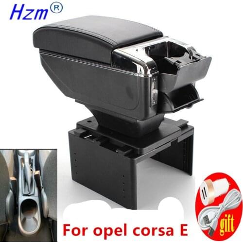 For opel corsa E Armrest box with cup holder ashtray decoration products accessories With USB interface