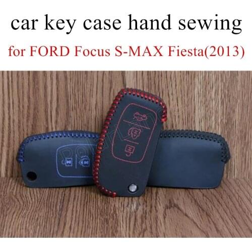 Only Red fit for FORD Focus SMAX Fiesta(2013) Car key case hand sewing real leather key packet car key cover best selling