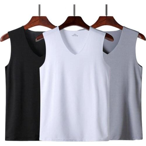 4XL Men Top Sleeveless Quick Dry Polyester V-Neck Top for Sport Vest Comfortable Undershirt Mens Undershirts Men Clothing
