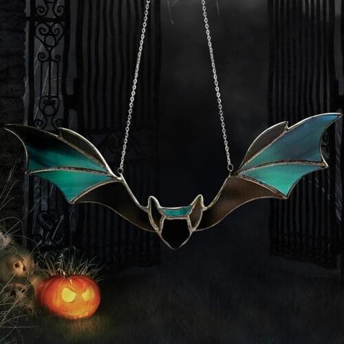 Bat Stained Acrylic Halloween Window Wall Hanging Ornament Horror Props Party Decoration Haunted House Garden Outdoor Decor 2021