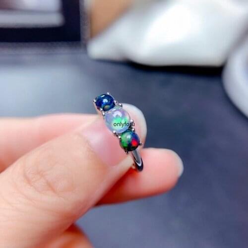 Small Natural Opal Gemstone Fashion Simple Rings for Women Real 925 Sterling Silver Charm Fine Wedding Jewelry