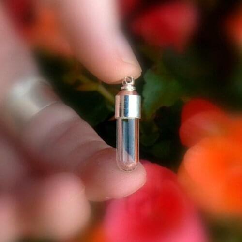10PCS 6MM Glass vial Pendant with Screw Cap Name on Rice Miniature Wishing Bottle Oil Charm Jewelry Making
