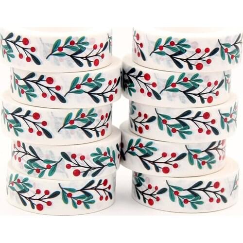 10pcs/Lot 15mm x 10m Christmas Flowers Washi Tape Scrapbook Paper Masking Adhesive Merry Christmas Washi Tape Set