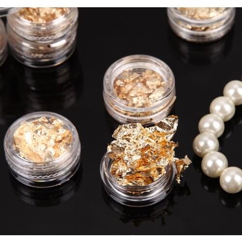 12pcs Imitation Gold and Sliver Copper Foil Sequins Glitters Craft Leaf Flake Bulk Foil Paper For Gilding DIY Nail Art Decor