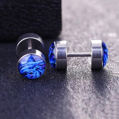 2pcs/Lot Anti Allergic Stainless Steel Earrings for Men Women Round Punk Barbell Piercing Stud Earring ED026
