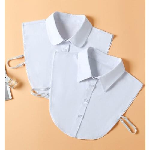 2021 Black White Women Cotton Adult Detachable Lapel Shirt Fake Collar Mens Solid Color False Blouse Neckwear Accessories