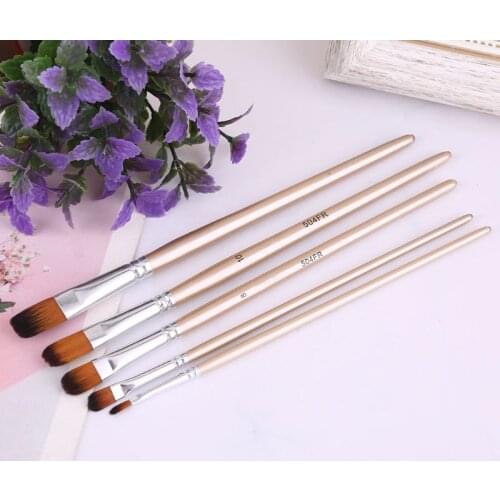 5pcs/set Nylon Hair Artist Paint Brush Professional Watercolor Acrylic Wooden Handle Painting Brushes Art Supplies Stationery