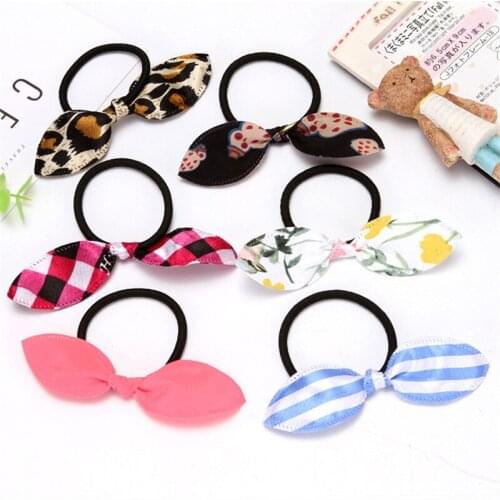 50Pcs/Lot Korean Fresh Elastic Hair Bands Girls Hair Accessories Bunny Rabbit Ears Scrunchy hair loop fabric head rope