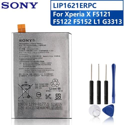Sony Original Replacement Phone Battery For Sony Xperia X L1 F5121 F5122 F5152 G3313 LIP1621ERPC Rechargeable Battery 2620mAh