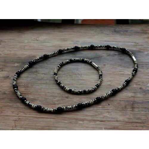 4mm Natural stone beads and Magnet Surfer Necklace for men tribal jewelry